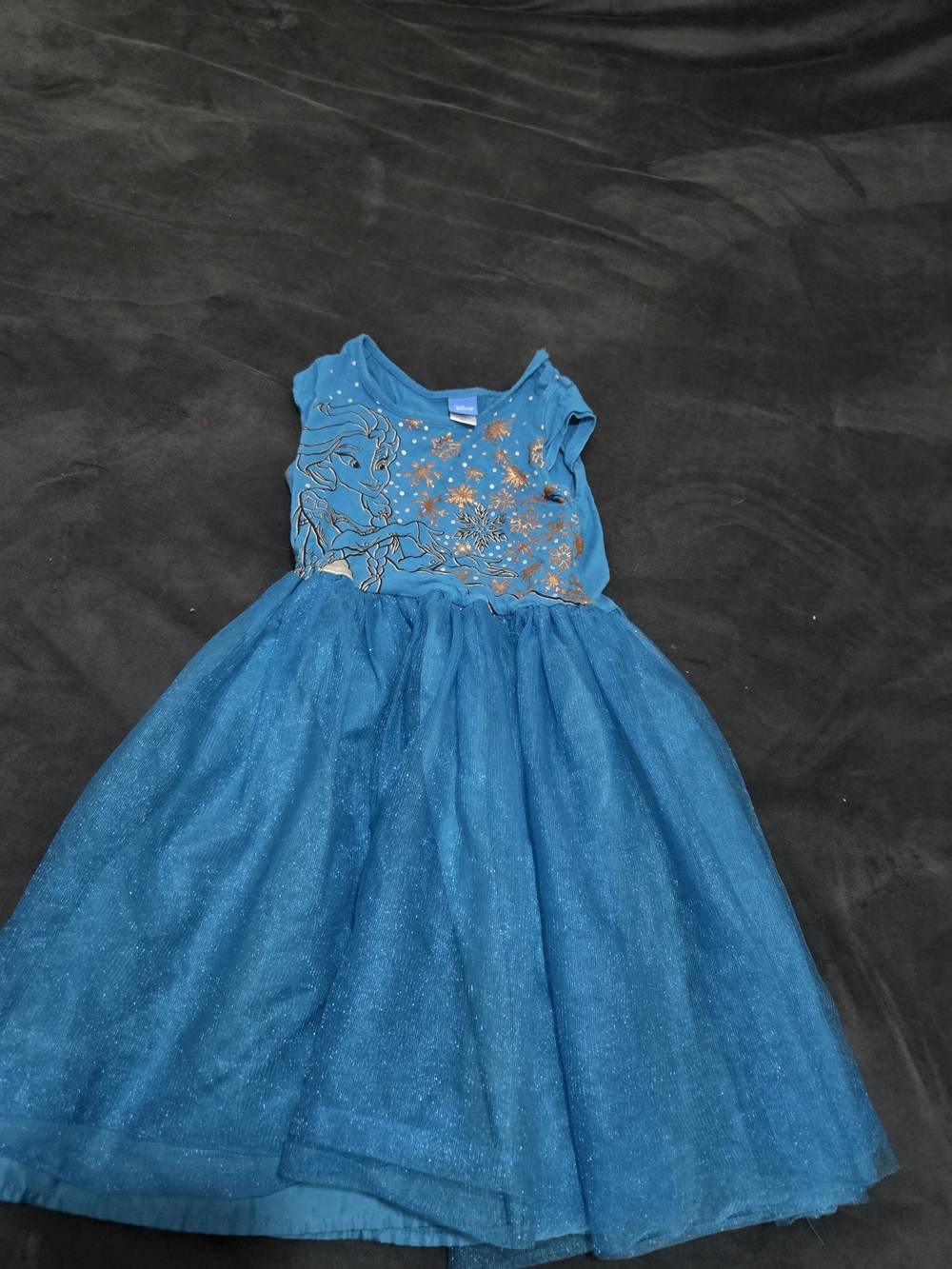 Disney Elsa Blue Teal Girls Dress with Sparkle Snowflake
